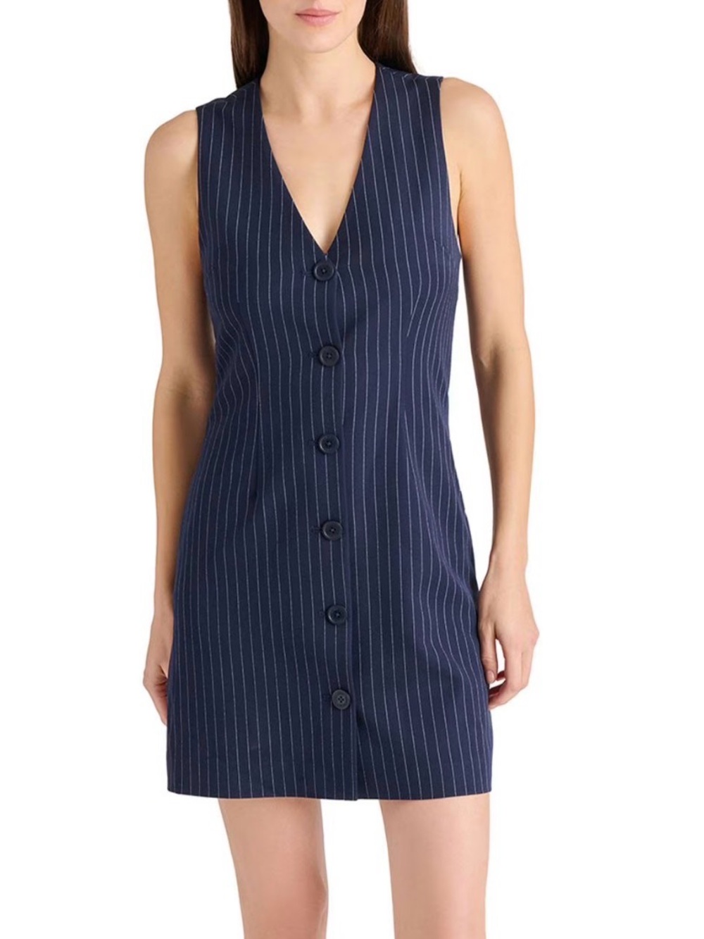NWT Steve Madden navy pinstripe sleeveless mini dress size medium